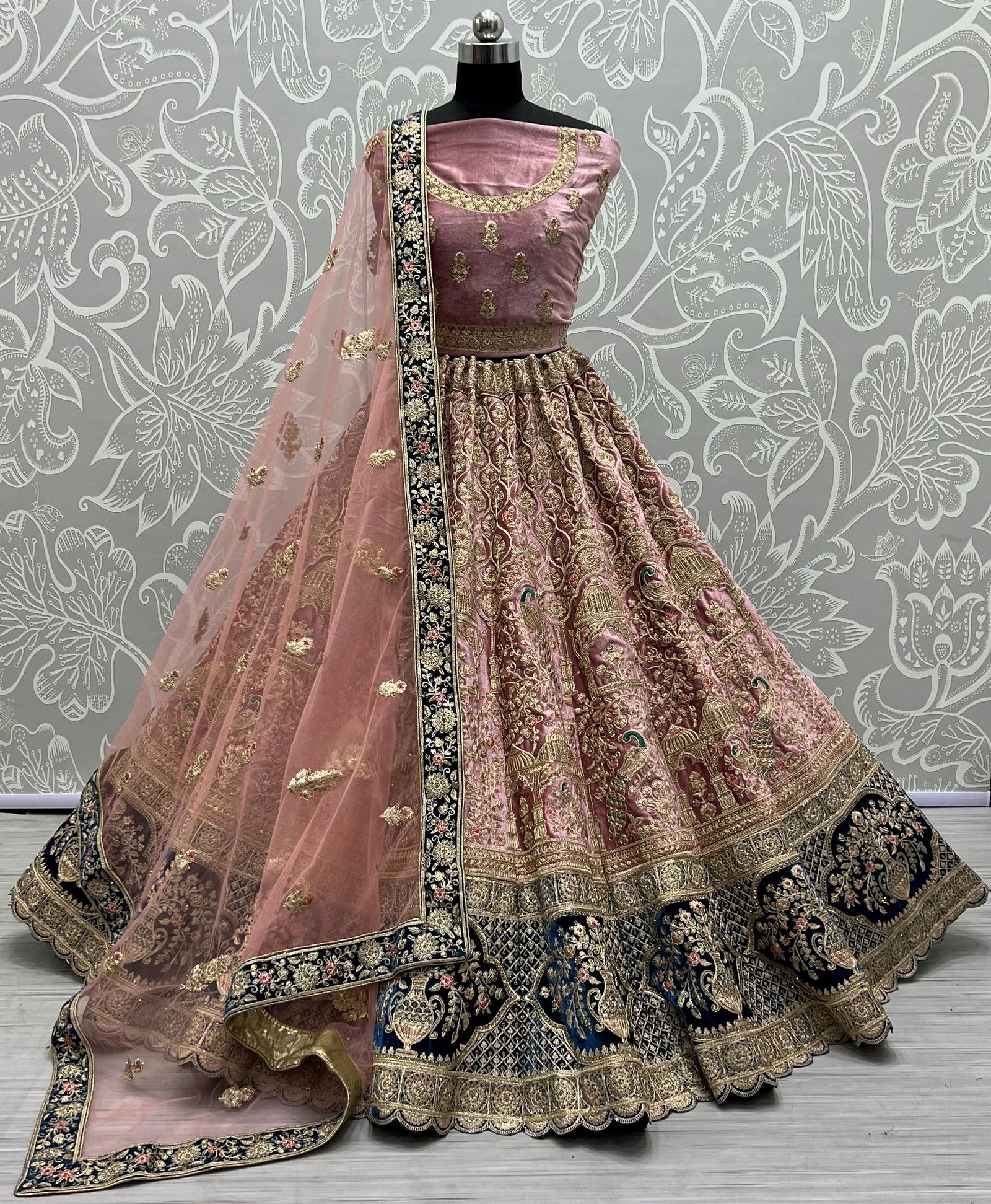 Lc 2343 Velvet Designer Bridal Lehenga Choli Collection